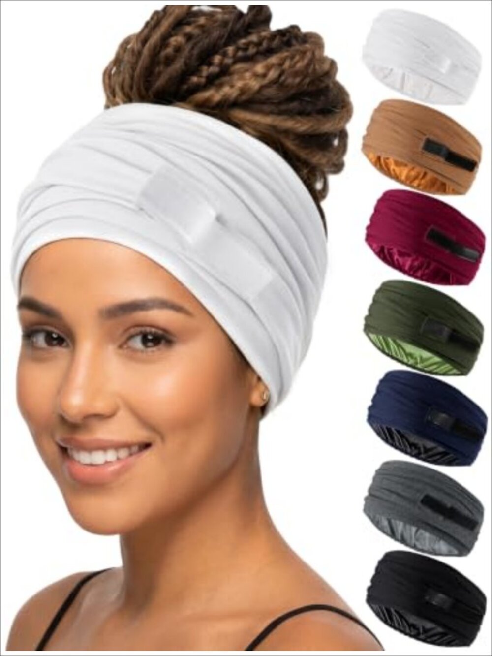 Satin Lined Open Turban Headband Anti-Friction Hair Wrap adjustable